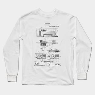 Door Check Vintage Patent Hand Drawing Funny Novelty Gift Long Sleeve T-Shirt